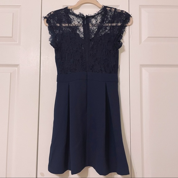 BCBGeneration Lace Inset Dress Navy - Picture 4 of 4